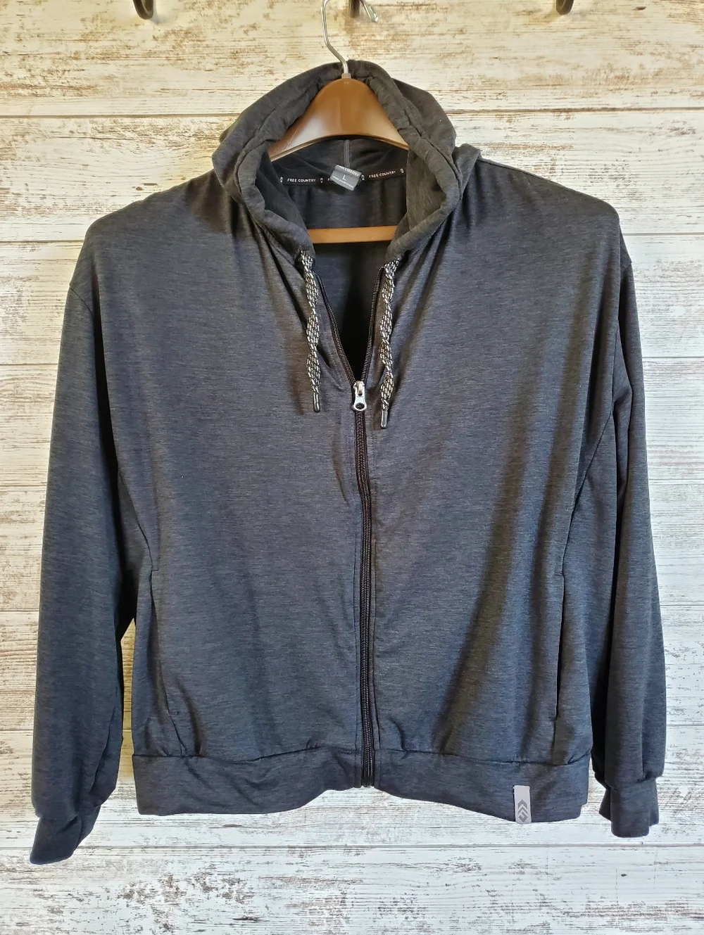 Free Country Women’s Cloud Knit Full Zip Hoodie Jacket Charcoal Grey L - Picture 1 of 9